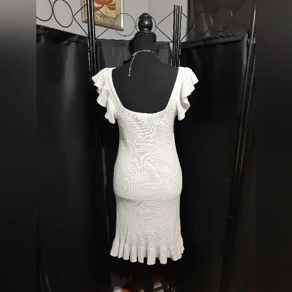 House of Harlow 1960 Cream White  Ruffle Flare Dress Women's Size S Cottagecore - Picture 7 of 10